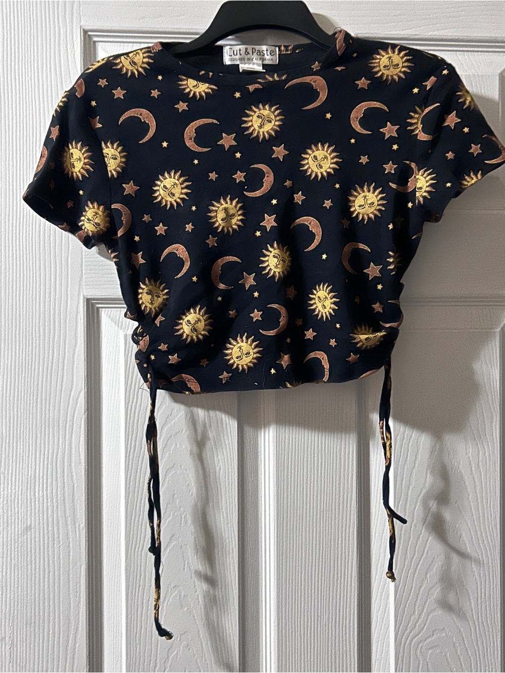 Black Celestial Drawstring Crop Top
